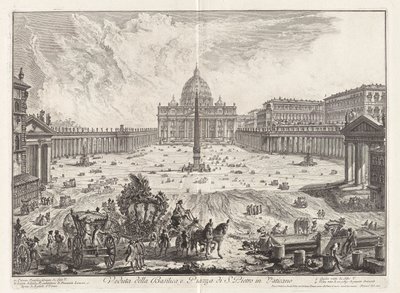 Utsikt over basilikaen og Piazza of Saint Peter av Giovanni-Battista Piranesi