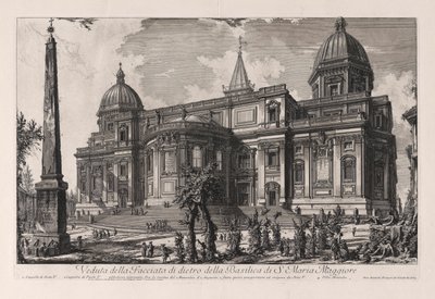 Utsikt over baksiden av basilikaen Santa Maria Maggiore (Utsikt over Fa? Ade på baksiden av basilikaen Santa Maria Maggiore), fra Vedute di Roma (Utsikt over Roma) av Giovanni-Battista Piranesi