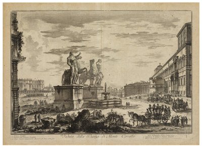 Utsikt over Piazza di Monte Cavallo (Quirinale) av Giovanni Battista Piranesi