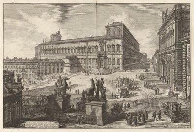 Utsikt over Piazza di Monte Cavallo (Utsikt over Piazza di Monte Cavallo [Piazza del Quirinale med Quirinalpalasset i sentrum]), fra Vedute di Roma (Utsikt over Roma) av Giovanni Battista Piranesi