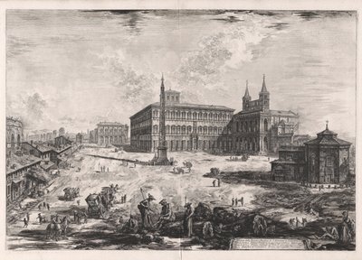 Utsikt over torget og basilikaen San Giovanni in Laterano (utsikt over torget og basilikaen San Giovanni in Laterano), fra Vedute di Roma (utsikt over Roma) av Giovanni Battista Piranesi