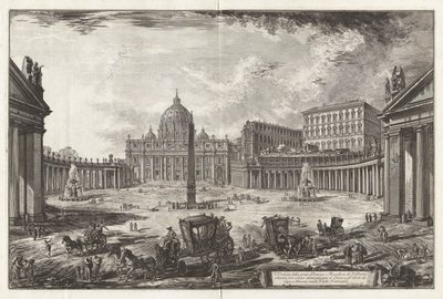 Utsikt over den store Piazza og Basilica of Saint Peter av Giovanni-Battista Piranesi