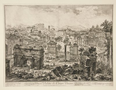 Utsikt over Campo Vaccino (Utsikt over Campo Vaccino), fra utsikt over Roma av Giovanni Battista Piranesi