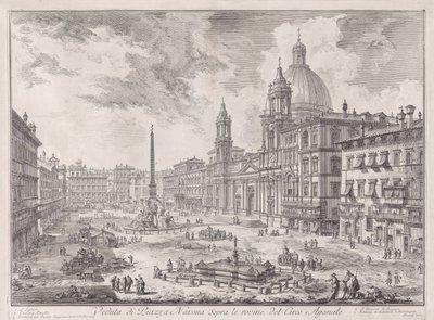 Utsikt over Piazza Navona over ruinene av Circus Agonalis, fra Vedute di Roma (Utsikter over Roma) av Giovanni Battista Piranesi
