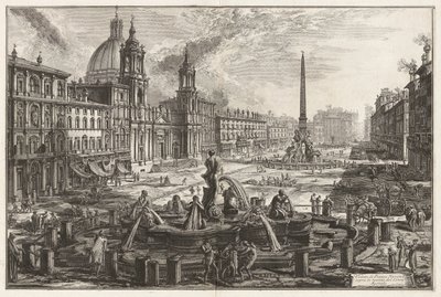 Utsikt over Piazza Navona over ruinene av Circus Agonalis [Circus of Domitian]), fra Vedute di Roma (Utsikt over Roma) av Giovanni Battista Piranesi