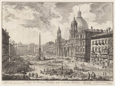 Utsikt over Piazza Navona over ruinene av sirkuset Domitian, fra Vedute di Roma (Utsikt over Roma) av Giovanni Battista Piranesi