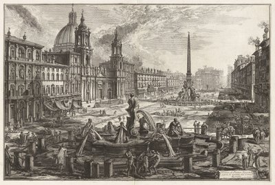 Utsikt over Piazza Navona over ruinene av Circus Agonalis [Domitians sirkus], fra Vedute di Roma (Utsikter over Roma) av Giovanni Battista Piranesi