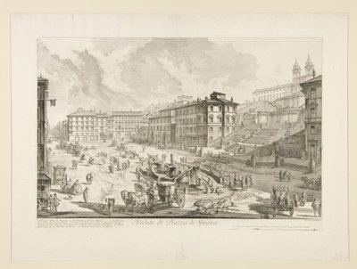 Utsikt over Piazza di Spagna, fra utsikt over Roma av Giovanni Battista Piranesi