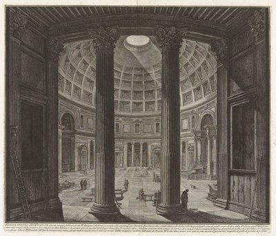 Innvendig utsikt over Pantheon..., fra «Prospekter av Roma» av Giovanni Battista Piranesi