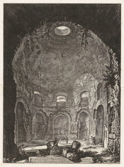 Innvendig utsikt over tempelet til hosten av Giovanni Battista Piranesi