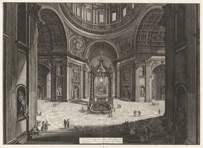 Innvendig utsikt over Basilica Saint Peter av Giovanni Battista Piranesi