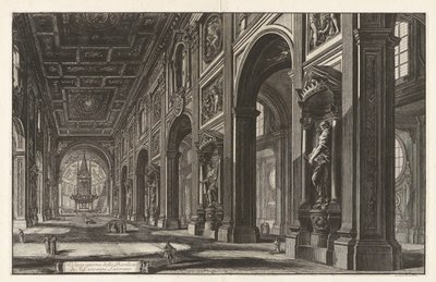 Interiørutsikt over basilikaen San Giovanni in Laterano, fra «Vedute di Roma» av Giovanni Battista Piranesi