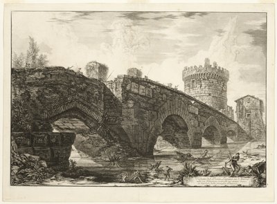 Utsikt over Ponte Lugano på Anio, fra utsikt over Roma av Giovanni-Battista Piranesi