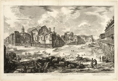 Utsikt over synlige rester av Diokletians bad, fra utsikt over Roma av Giovanni Battista Piranesi