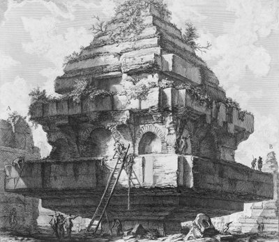 Utsikt over en stor struktur, rester av graven til Metelli på Appian Way..., 1756-57. av Giovanni Battista Piranesi