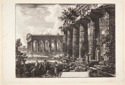 Utsikt over noen søyler på fasaden overfor den som er vist på foregående tavle av Giovanni Battista Piranesi