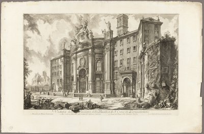 Utsikt over fasaden til basilikaen S. Croce i Gerusalemme [det hellige kors i Jerusalem], fra utsikt over Roma av Giovanni Battista Piranesi
