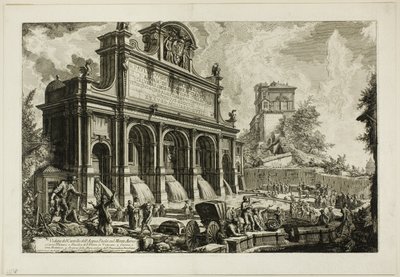 Utsikt over fontenehodet til Acqua Paola på Monte Aureo, fra utsikt over Roma av Giovanni Battista Piranesi
