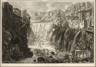 Utsikt over Grand Cascade i Tivoli, fra utsikt over Roma av Giovanni-Battista Piranesi