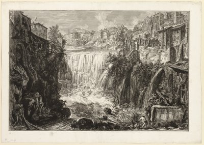 Utsikt over Grand Cascade i Tivoli, fra utsikt over Roma av Giovanni Battista Piranesi
