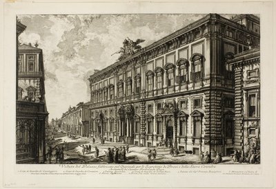 Utsikt over Palazzo della Consulta på Quirinal som huser det pavelige sekretariat, fra utsikt over Roma av Giovanni Battista Piranesi