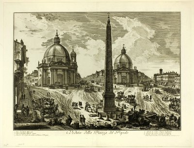 Utsikt over Piazza del Popolo, fra utsikt over Roma av Giovanni Battista Piranesi