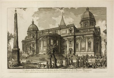 Utsikt over den bakre inngangen til basilikaen S. Maria Maggiore, fra utsikt over Roma av Giovanni Battista Piranesi
