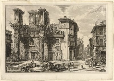 Utsikt over restene av Forum of Nerva, fra utsikt over Roma av Giovanni Battista Piranesi