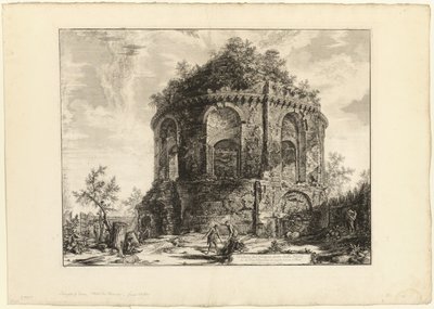 Utsikt over den såkalte Tempio della Tosse (Hostens tempel) på Via Tiburtina en kilometer fra Tivoli, fra utsikten over Roma av Giovanni Battista Piranesi