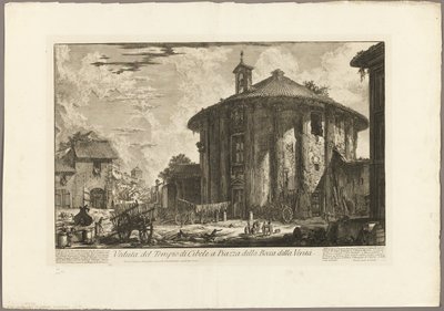 Utsikt over Cybele-tempelet på Piazza av Bocca della Verità, fra utsikt over Roma av Giovanni Battista Piranesi
