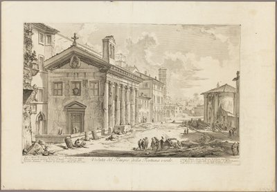Utsikt over Temple of Fortuna Virilis. Nå den armenske kirken S. Maria Egiziaca, fra utsikt over Roma av Giovanni Battista Piranesi