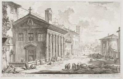 Utsikt over Temple of Fortuna Virilis, nå den armenske kirken S. Maria Egiziaca, ca. 1760-78 (radering) av Giovanni Battista Piranesi
