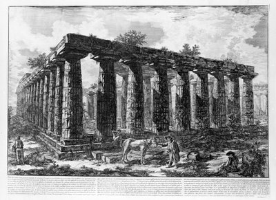 Utsikt over templene i Paestum (litho) av Giovanni Battista Piranesi