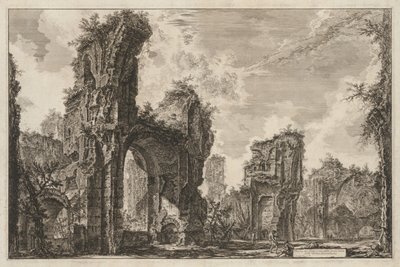 Utsikt over Roma: Ruinene av Sisto eller begge deler av den store salen til Antoninian Baths, 1765. av Giovanni Battista Piranesi