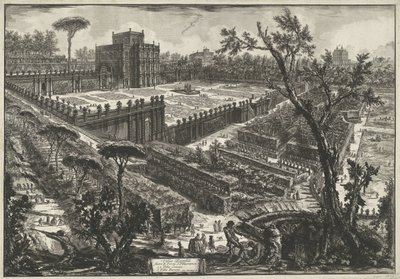 Villa Doria Pamphili te Roma Villa Panfili utenfor Porta S. Pancrazio (tittel på objekt) Gezichten op Roma (serietittel) Utsikt over Roma designet og gravert av Giambattista Piranesi-arkitekten Ve (nez) iano (serietittel) av Giovanni Battista Piranesi