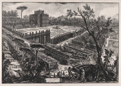 Villa Panfili utenfor Porta San Pancrazio (Villa Pamphilj utenfor Porta San Pancrazio), fra Vedute di Roma (Utsikt over Roma) av Giovanni Battista Piranesi