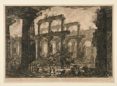 Sett? av restene av cellaen til Neptuntemplet (Utsikt over restene av cellaen til Neptuntemplet), fra forskjellige synspunkter av Giovanni-Battista Piranesi