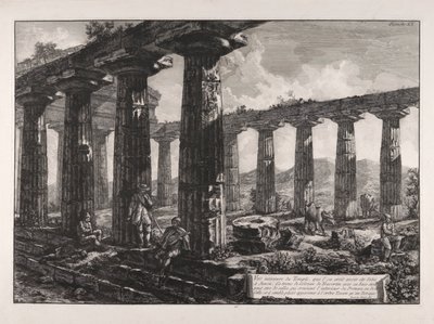 Innvendig utsikt over tempelet, at av Giovanni-Battista Piranesi
