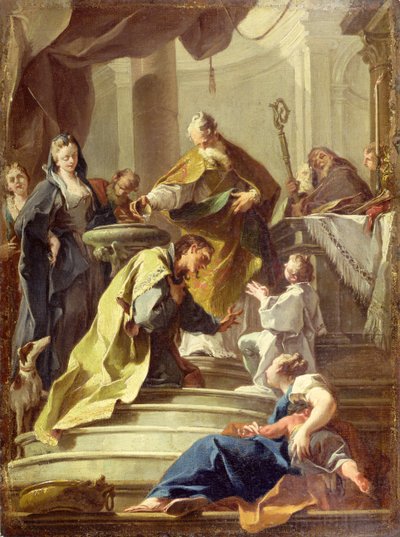 St. Prosdocimus døper St. Daniel (olje på lerret) av Giovanni Battista Pittoni