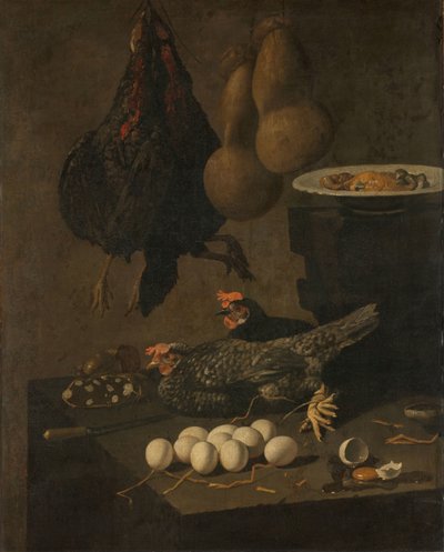 Stilleben med høner og egg av Giovanni Battista Recco