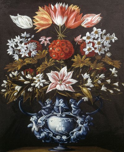 Vase med blomster av Giovanni Battista Recco