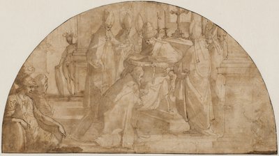 En pave som innvier en biskop: studere for en lunette av Giovanni Battista Ricci