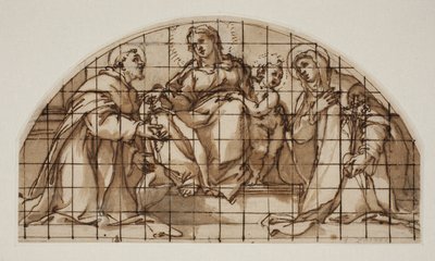Lunette med Madonnaen og barnet med Sts Francis av Assisi og Katarina av Siena av Giovanni Battista Ricci