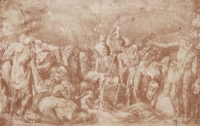 Study of the Living and the Dead samlet (sangvinsk på papir) av Giovanni Battista Rosso Fiorentino