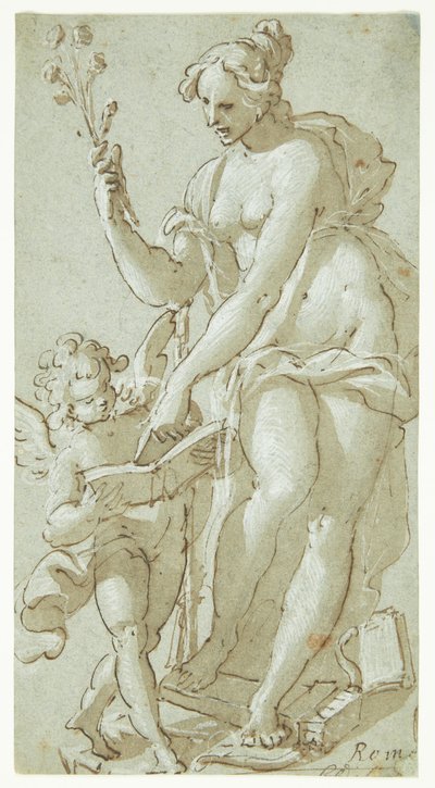 Venus lærer Amor, som leser en bok av Giovanni Battista Rovere