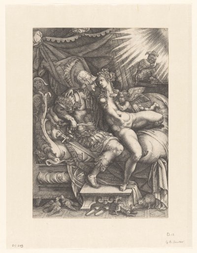 Mars og Venus som elskere av Giovanni Battista Scultori