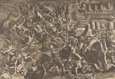 Trojanerne frastøter grekerne, 1538. av Giovanni Battista Scultori
