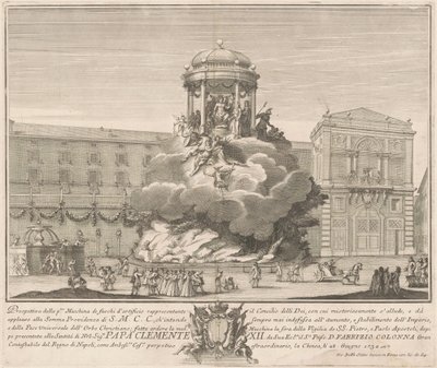 Prima Macchina for Chinea av 1732: The Council of the Gods av Giovanni Battista Sintes, after Nicola Michetti