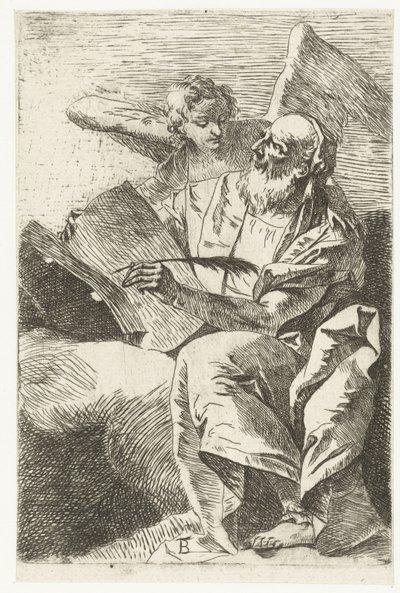Evangelist Matthew med engel Fire evangelister (serietittel) av Giovanni Battista Tiepolo (attributed to)