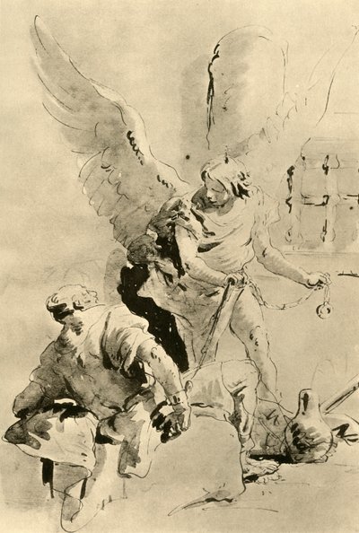 En engel dukker opp for apostelen Peter i fengselet, midten av 1700-tallet, 1928 av Giovanni Battista Tiepolo